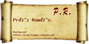 Práz Román névjegykártya